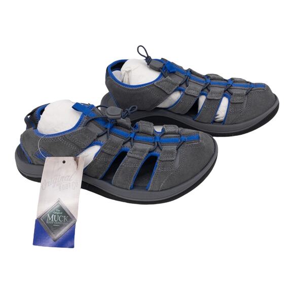 The Original Muck Boot Men's Gray Wanderer Leather Bungee Closure Sandals 12 - Picture 4 of 8